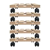 Unbekannt Fünf Pflanzenroller Holz MASSIV aus stabilem Buchenholz eckig 30 cm x 30 cm bis 120 KG