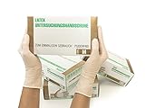 SF Medical Products GmbH Latexhandschuhe 100 Stück Box (M, Weiß) Einweghandschuhe, Einmalhandschuhe, Untersuchungshandschuhe, Latex Handschuhe, puderfrei, unsteril, disposible gloves