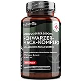 Maca Kapseln schwarz - Hochdosiert mit 5000mg - 180 vegane Kapseln - Zusätzlich mit Panax Gingseng und L-Arginin - Laborgetestet in Deutschland - Ohne Zusätze und GVO Frei - 6 Monatsvorrat