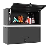 BIZOEIRON Werkzeugschrank Hängend, Metall Wandschrank mit Flip-up Tür, Hängeschrank für Garage, Werkstattschrank Wand, Montage Erforderlich, Schwarz