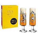 RITZENHOFF Beer Bierglas 2er-Set von Tobias Tietchen, aus Kristallglas, 390 ml Füllvolumen, spülmaschinengeeignet