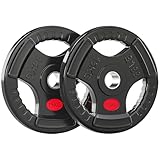 SPORTNOW Olympische Hantelscheiben, 5 cm Hantelscheiben, Paar mit Tri-Grips, 2 x 15 kg Hantelscheiben für Gewichtheben und Krafttraining, Zuhause, Fitnessstudio, Fitness, Workout, Schwarz