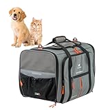 Ferplast Hundebox Voyager Carrier, Transportbox Katze, Hundetasche, verstellbare Griffe und Schultergurt, Sicherheitsgurt, beidseitige Öffnung, mit Kissen, max. 15 kg, 50 x 35 x 37 h cm, Grau