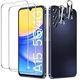 ivoler 2+2 Stück Schutz Glas für Samsung Galaxy A15 4G / A15 5G / M15 5G, 2 Stücke Schutzfolie Mit 2 Stück Kameraschutz, 9H Härte, HD Klar, Anti-Kratz, Anti-Bläschen