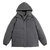 Herren Winterjacke Dicker Warmer Parka Mantel Koreanische Mode Baumwolle Gepolstert Thermo Oberbekleidung Kapuze Windbreaker Jacke, 9888 Dunkelgrau9, XXL