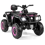GOPLUS Elektrisches Kinderfahrzeug, 24V Rutschfahrzeug mit 4 Rädern & 4 Motoren, Elektroauto mit 2 Geschwindigkeiten, Bremse, Licht & Musik, 2 Sitzer Kinderquad, für Kinder von 3-8 Jahren (Rosa)