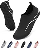 VOLHAL Wasserschuhe Herren Badeschuhe Damen Schwimmschuhe Schnell Trocknend Strandschuhe rutschfeste Aquaschuhe Leicht Surfschuhe für Beach Pool Yoga, Schwarz 42 EU
