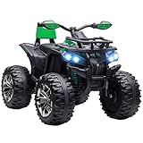 HOMCOM Elektro Quad für Kinder, 12V 10Ah Kinder Quad mit Vorwärts-, Rückwärtsfunktion, 2 Motor, USB-Anschluss, MP3-Musikplayer, Kinderfahrzeug mit Scheinwerfer 3-8 km/h, für 3-5 Jahre, Grün