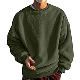 Sweatshirt mit Rundhalsausschnitt für Herren, einfarbig, Fleece, Rundhalsausschnitt, Thermo-Pullover, lockere Passform, Freizeitkleidung, weiche Haptik, Loungewear, bequemer Pullover, Sweatshirt ohne