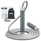 Amazon Brand - Umi Springseil Erwachsene Fitness, Speed Rope Seilspringen Verstellbar, Aluminiumgriff mit 95Gx2 abnehmbaren Gewichtsblöcken Ideal für Training Fitness Boxen-Grau
