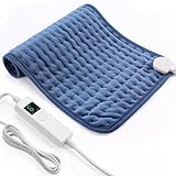 OneAmg Heizkissen mit Abschaltautomatik, Wärmekissen Elektrische mit 4-Stunden-Timer und 6 Heizstufen, Heating Pad mit Digitaler Fernbedienung, Waschmaschinenfest Heizkissen Rücken 30x60 cm Blau