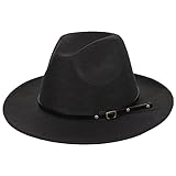 HAPPYPOP Fedora Hut Damen Winter Schwarzer Hut Damen Mode Elegant Breiter Krempe Filzhut für Fasching Party Shootings Oktoberfest Bar Festivitäten