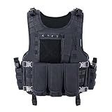 ACEXIER Molle Airsoft Weste Taktische Weste Platte Träger Swat Angeln Jagd Paintball Weste Militär Armee Rüstung Polizei Weste (Black)