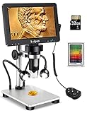 Leipan 7' LCD Mikroskop Digital 1200X mit Bildschirm, 12MP USB Microscope für 1080P Video, inkl. 32GB Karte, 12 Objektträger, Beleuchtung & Fernbedienung, Kompatibel mit Windows/Mac OS