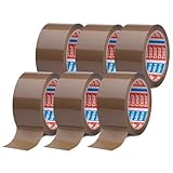 tesa tesapack im 6er Pack - Geräuscharmes Paketklebeband zum Verpacken von Paketen und Versandschachteln - braun - 6 Rollen je 66 m