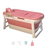 Faltbare Badewanne Erwachsene, Freistehende Badewanne für Dusche mit Abdeckung, Duschabtrennung Badewanne, Heiße Badewanne für Badezimmer Dusche Balkon(Pinkss,131 * 54 * 62cm)