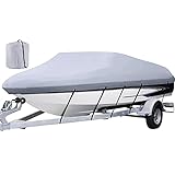 VEVOR Bootsabdeckung Persenning Boot Bootspersenning, Bootsplane Wasserdicht V-Rumpf Boat Cover Bootsabdeckplane Bootsabdeckung Mit Aufbewahrungstasche Abdeckplanen für Yacht (20-22 Zoll)