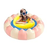 Aufblasbarer Pool, tragbarer Gartenpool, Retro-Streifen-Design 120 x 120 x 30 cm für Entspannung Sommer Erholung