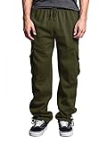 Victorious Herren schwere Fleece-Cargo-Jogginghose, Oliv/Blatt für mich (Leaf It to Me), Mittel
