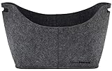DuneDesign Ovaler Filzkorb für Kaminholz - XL Filztasche bis 15kg - Kaminholzkorb Katzenkorb Grau
