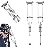Achselkrücken Höhenverstellbar, Unterarmgehstützen, Leicht Aluminium Universelle Krücken mit Weichen Unterarm- und Handauflagen, Senioren Gehhilfen, 150 KG Belastbar, 1 Paar
