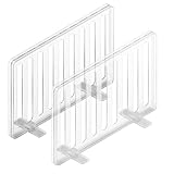 Schrank-Organizer, Regalteiler, Regaltrenner, aufrecht, Regaltrenner, Schranktrenner, 2 Stück, doppelseitig, selbstklebend, transparent, vertikal, verstellbar, Regaltrenner, Regaltrenner