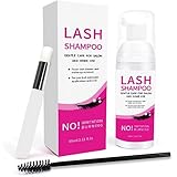 Wimpern Shampoo Set für Wimpernverlängerung, Wimpernschaum Wimpernextension Reinigung für Zuhause Salon, 60 ml/2 fl oz Eye Lash Extension Wimpernshampoo Cleanser Mit Reinigungsbürste, Mascara Bürste