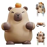 Niedlicher Zahnbürstenhalter, Capybara-Zahnbürsten-Wandhalter mit 2 Schlitzen, Selbstklebender Badezimmer-Organizer für elektrische/manuelle Zahnbürsten (braun)