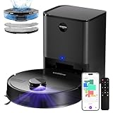 MONSGA Saugroboter mit Wischfunktion, 3.5L Staubsauger Roboter mit Absaugstation, 5000Pa Saugkraft, 180Min Laufzeit, LiDAR Navigation, Starke Saugkraft ideal für Teppich und Tierhaare, APP Steuerung