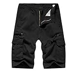 Dinnesis Cargohose Herren Shorts Sport Hosen mit mehrere Utility-Tasche Sommer Frachthose Outdoor Bermuda Kurze Baumwolle Arbeitshose mit Reißverschlusstasche Männer Gerade Tooling Shorts