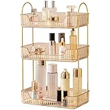 Make up Organizer, Kosmetik Organizer, Beauty Organizer, Hautpflege Organizer für Badezimmer (3 Schichten, Bernstein)