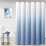 EIWAXU Duschvorhänge in Blau-Grau-Ombré-Optik fürs Badezimmer mit 12 Haken, wasserdicht und waschbar, dekorative Duschvorhänge 220x260cm/Breite x Höhe