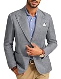 PJ PAUL JONES Sakko Herren Sportlich Modern Freizeit Blazer Regular Fit Business Jackett mit Einstecktuch (Grau, M)
