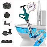 Druckluft Rohrreinigerm, Pressluft Rohrreiniger mit Vier Saugnäpfen, Rohrreinigungspumpe mit Luftdruckanzeige für Waschbecken, Bodenablauf, Toiletten, Rohrverstopfung
