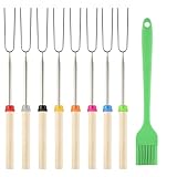 4 Teleskop Grillspieße Edelstahl, 31-81cm Teleskop Marshmallow Bratstäbe, Lagerfeuerspieße Lagerfeuer Grillgabel, Schaschlikspieße für Camping Grillstab Stockbrot Stöcke Grillbesteck Roasting Sticks