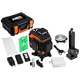 NEO TOOLS Laser 3D, grün 4x360 Grad, Linienlaser Grün Kreuzlaser Selbstnivellierend Nivelliergerät Baulaser 3D, Akku für Innen- und Außenbereich Baustelle