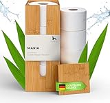 HENNEZ Toilettenpapier Aufbewahrung Bambus 4 Rollen Klopapier mit Deckel & Ablage Ersatzrollenhalter Toilettenpapierhalter Klopapierhalter stehend Klorollenhalter Klorollenaufbewahrung WC Papier