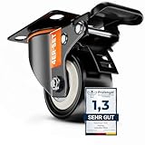 PEARWAY™ Schwerlastrollen 50mm - Tragkraft bis 320kg [4x Bremse] - extra leise & langlebig - Lenkrollen für Werkstatt, Möbel & Outdoor - Möbelrollen - Transportrollen Schwerlast - Rollen Schwerlast