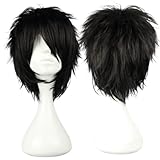 COSPLAZA Cosplay Wig Kostueme Perücke Short Rock Spiky gerade Schwarz Heat Resistant 30cm Party Haar Perücken