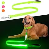 ChalkLit LED Hundeleine, Beleuchtete Hundeleine über USB Wiederaufladbar, 1,2 m, Weich Wasserdicht Reflektierend, für nächtliche Spaziergänge für große, mittelgroße Haustiere blinkende