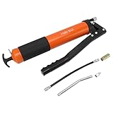 10.000 PSI Hochleistungs-Fettpresse, manuelle Hochdruck-600-CC-Fettpresse für PKW, LKW, Schiffe, Rasenmäher, Traktoren, Zinklegierung, Stahl, Kunststoff, langlebige Konstruktion (Orange verstärkter