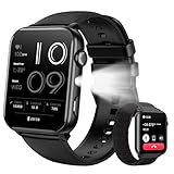 Smartwatch Damen Herren, 1,91'HD Touch Fitnessuhr mit Taschenlampe & Bluetooth-Anrufe,100+Sportmodi Fitness Tracker mit Puls-SpO2-Schlaf-monitor,2 Armbändern IP68 Wasserdicht Sportuhr für Android iOS