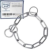rostfreier Kettenwürger mit Zugstop zum Hundetraining - Hundehalsband Hundekette aus Edelstahl - langgliedrig 4mm dick - Länge 48cm Hundehalskette mit Zugbegrenzung