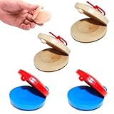 EIHI 4 Stück Kastagnetten,Holz Kastagnetten,Für Kinder Baby Musikinstrumente Finger Kastagnetten Holzklöppel Schlaginstrumente Für Kleinkinder Kinder Erwachsene