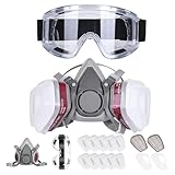 Dwafill Wiederverwendbare Halbgesichts-Atemschutzmasken mit 2 Filtern und 20 Filterbaumwollen sowie Schutzbrillen ，Schutz gegen Staub Gase Farben und Chemikalien für Malerei Schleifen und Bauarbeiten