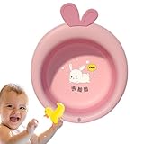 Baby Waschbecken - Waschschale | Baby Waschbecken | Mehrzweckwaschschale für Neugeborene | Tragbare Badewanne für Kinderkinder tragbares Wash -Waschbeckenn Cartoon Falten Washbeasin Rosa