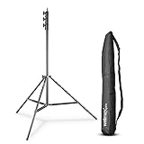 Walimex pro AIR 355 Lampenstativ - Lichtstativ mit Luftfederung, Höhe max 355 cm, 8 kg Traglast, sehr hoch und stabil, Aluminium, Leuchtenstativ für Fotografie Studio Outdoor, Schwarz