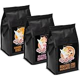Vorteilspack 3 x 250 g Caffeefee, ganze Bohnen, Caramel Kiss, Delicious Donuts, Roasted Hazelnuts, aromatisierter Röstkaffee aus 100% Arabica, mild geröstet, veredelt mit feinem Aroma