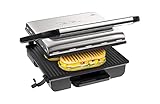 Tefal Kontaktgrill Inicio Adjust GC242D,Elektrogrill,Fettarmes|Panini,Toasts,Steak|Regelbarer Thermostat mit 3 Stufen|Antihaftbeschichtete Grillplatten,2000W,36.4 x 33.7 x 11.8 cm,Edelstahl/Schwarz