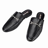 JENN ARDOR Damen Mule Flats Schuhe Spitz Zehen Rückenfrei Slipper Slip On Loafer Schuhe, Schwarz (schwarz), 39 EU